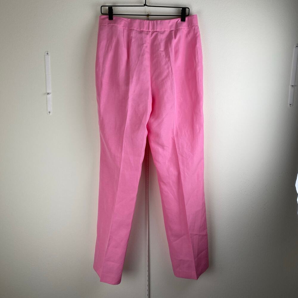 Lafayette 148 Barrow Pants Size 10 Pink Madder Silk 32.5" Trousers Designer - Picture 7 of 13